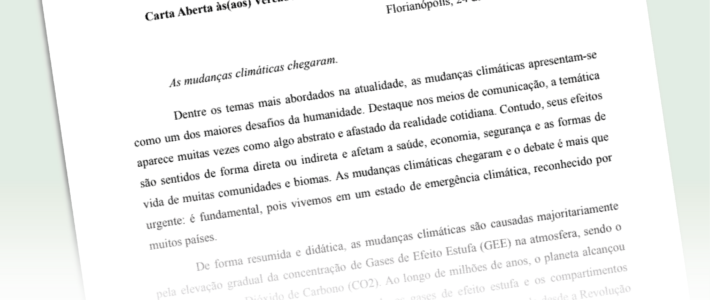 Cientistas assinam carta de apoio ao projeto de Mudanças Climáticas